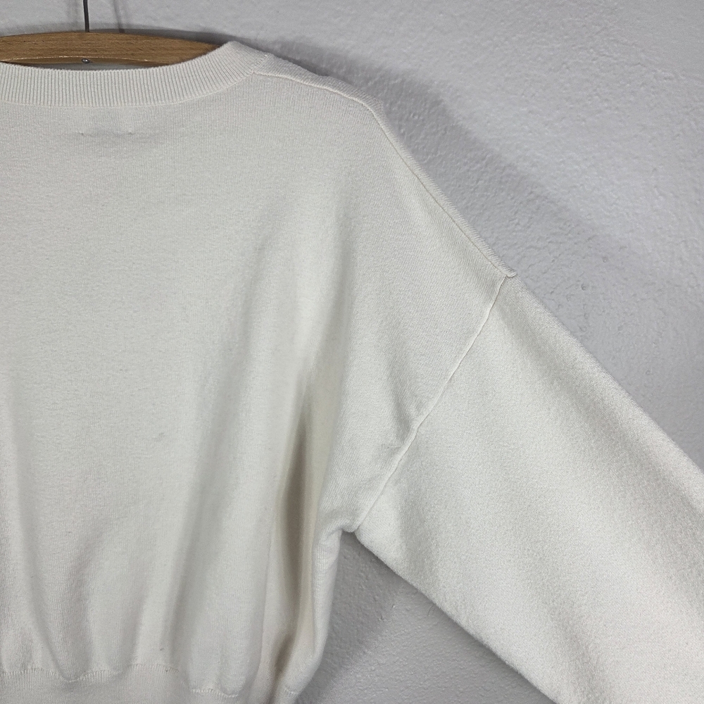 Aritzia Sunday Best Size L Cream Merino Wool Daisy Sweater Daisies Flower Print - Picture 12 of 16